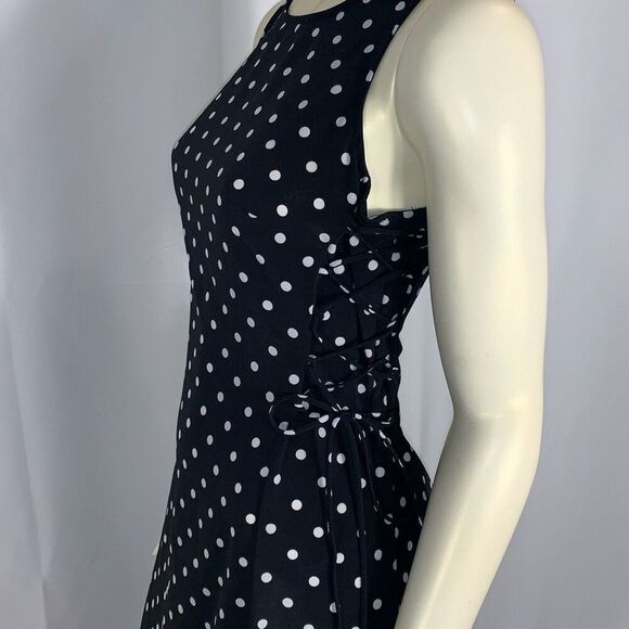 Vintage Scarlett Sleeveless Polka Dot Side Corset Tie Maxi Dress Size 9-10 - Picture 9 of 16